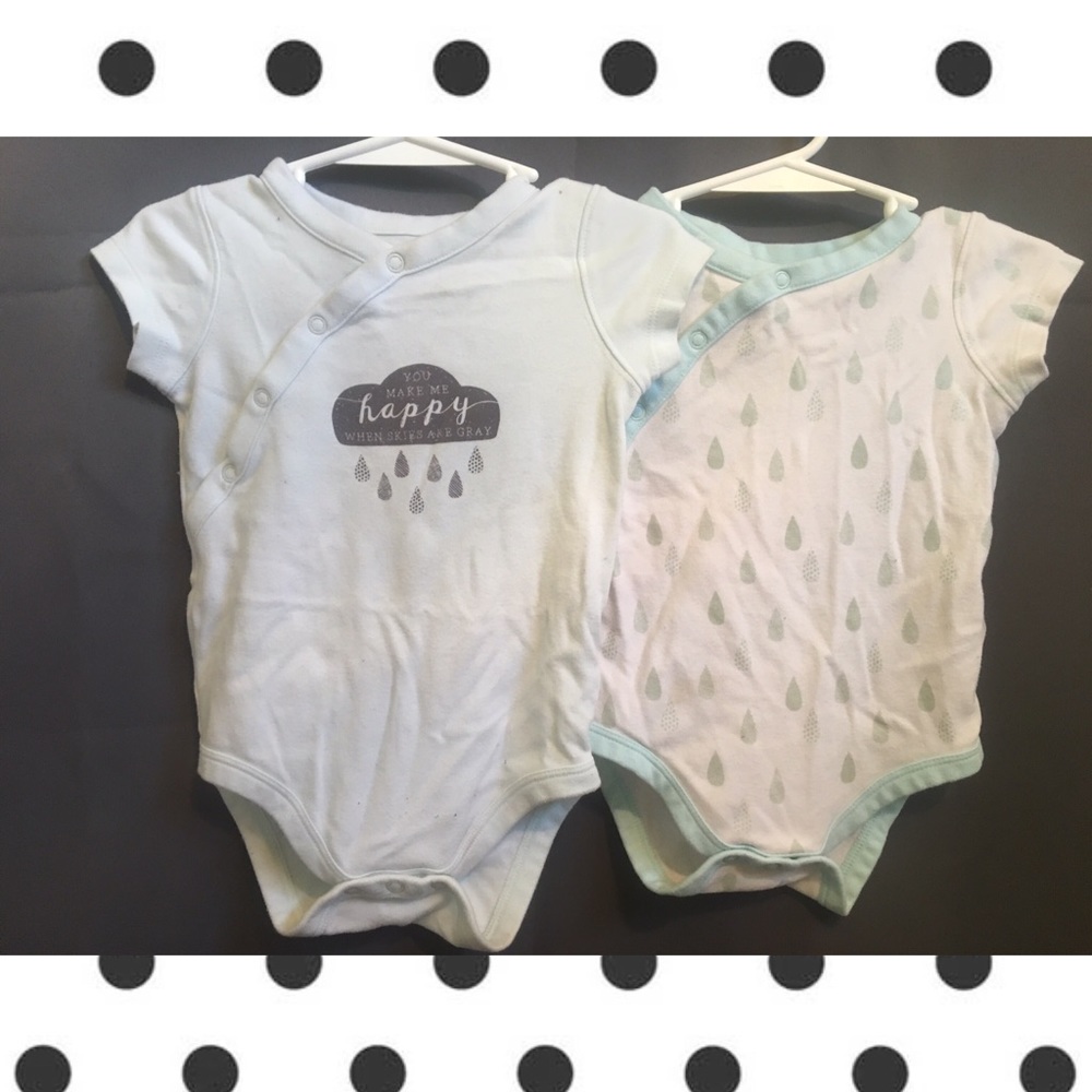 Two cross-button onesies